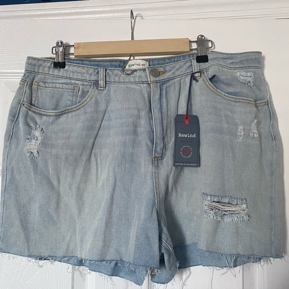Rewind Pants - REWIND Denim Jean Shorts Light Wash- Size 17/33W